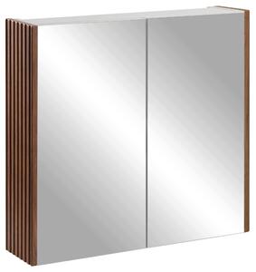 Rodan Szafka z Lustrem 60 cm - Szara - Panele Boczne Dąb Orzech - Wisząca - Bezuchwytowa - 2-drzwiowa - ELEGANCE
