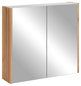 Rodan Szafka z Lustrem 60 cm - Szara - Panele Boczne Dąb Craft Złoty - Wisząca - Bezuchwytowa - 2-drzwiowa - BELLO