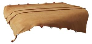 Musztardowa polarowa narzuta 150x200 cm Pom Pom – Mijolnir