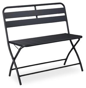 Ławka ogrodowa składana - Dwuosobowa - Metalowa - Odporna na warunki atmosferyczne - 90 cm - Antracytowa