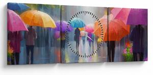 Obraz - Deszczowy dzień (z zegarem) (90x30 cm)