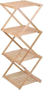 Stojak łazienkowy kuchenny półka - Bambus - 4 poziomy - Naturalny - Składany - 40 x 33,5 x 93,5 cm