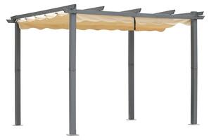 Pergola – Aluminium – 3 x 4 m – Ciemnoszara – Zadaszenie wysuwane – Do ogrodu i tarasu