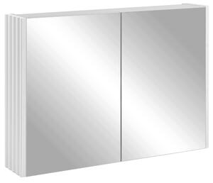 Rodan Szafka z Lustrem 80 cm - Szara - Białe Panele Boczne - Wisząca - Bezuchwytowa - 2-drzwiowa - BELLO