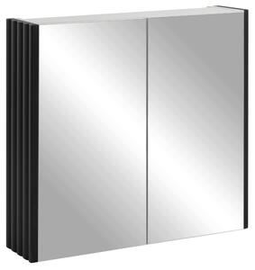 Rodan Szafka z Lustrem 60 cm - Szara - Czarne Panele Boczne - Wisząca - Bezuchwytowa - 2-drzwiowa - BELLO