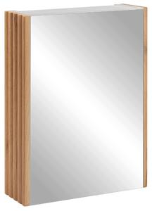 Rodan Szafka z Lustrem 40 cm - Szara - Panele Boczne Dąb Craft Złoty - Wisząca - Bezuchwytowa - 1-drzwiowa - BELLO