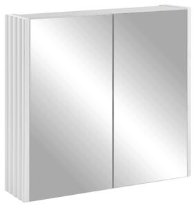 Rodan Szafka z Lustrem 60 cm - Szara - Białe Panele Boczne - Wisząca - Bezuchwytowa - 2-drzwiowa - BELLO