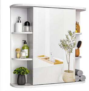 Szafka łazienkowa z lustrem - Lustro HD - 68 x 60 cm - Montaż na ścianie - Biały