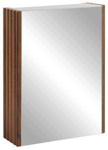 Rodan Szafka z Lustrem 40 cm - Szara - Panele Boczne Dąb Orzech - Wisząca - Bezuchwytowa - 1-drzwiowa - BELLO