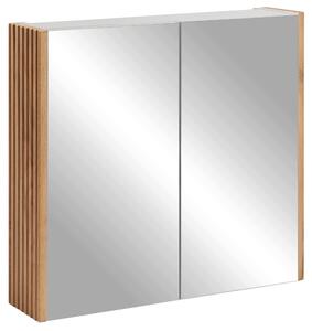 Rodan Szafka z Lustrem 60 cm - Szara - Panele Boczne Dąb Craft Złoty - Wisząca - Bezuchwytowa - 2-drzwiowa - ELEGANCE