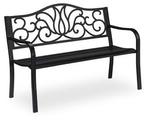 Ławka ogrodowa ławka balkonowa ławka parkowa - 90 x 127,5 x 63 cm - Stal i żeliwo - Czarna
