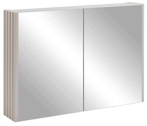 Rodan Szafka z Lustrem 80 cm - Szara - Panele Boczne Kaszmir - Wisząca - Bezuchwytowa - 2-drzwiowa - BELLO