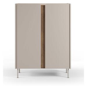 Kremowo-naturalna szafka w dekorze dębu 90x120x40 cm Lucile – Marckeric