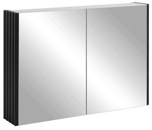 Rodan Szafka z Lustrem 80 cm - Szara - Czarne Panele Boczne - Wisząca - Bezuchwytowa - 2-drzwiowa - BELLO