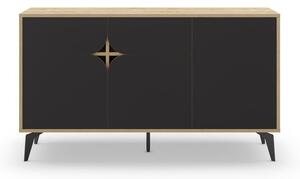 Czarna niska komoda w dekorze dębu 140x79 cm Nola – Marckeric