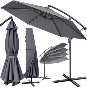 Parasol wiszący - Okrągły - Ø 300 cm - Antracytowy - Ochrona UV 80+ - Na taras i ogród