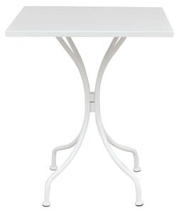 Kwadratowy stó ogrodowy 60 x 60 cm z ram i blatem ze stali, model Britain – biay