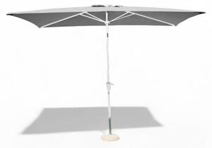 Parasol ogrodowy 2x3 m z centralnym supkiem ze stali i mechanizmem otwierajcym z korbk Sospiro – biay i szary