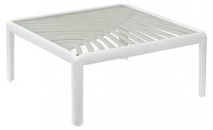 Kwadratowy stolik do salonu z polipropylenu z blatem szklanym, 70 x 70 x 32 cm (wysoko) – biay
