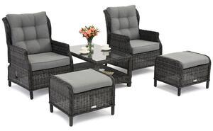 Zestaw technorattanowy Malaga Terrace antracytowy z pufami Garden Point