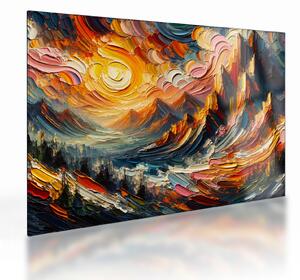 Obraz na szkle - Góry oświetlone słońcem (70x50 cm)
