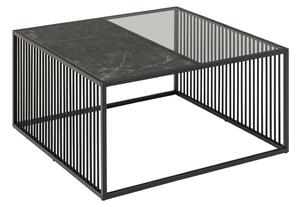 Czarny stolik ze szklanym blatem 80x80 cm Strington – Actona