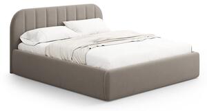 Jasnobrązowe tapicerowane łóżko dwuosobowe ze schowkiem ze stelażem 140x200 cm Juno – Windsor & Co Sofas