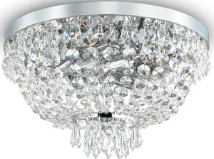 Lampa sufitowa okrągły włoski plafon z kryształami na chromowanej obręczy Ideal Lux 103792 Caesar 5xG9 30cm x 41cm
