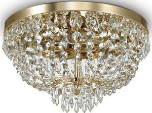 Lampa sufitowa okrągły włoski plafon z kryształami na złotej obręczy Ideal Lux 114675 Caesar 5xG9 30cm x 41cm