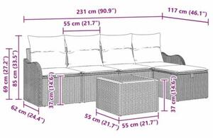 Zestaw Mebli Ogrodowych Komplet Wypoczynkowy Z Poduszkami 6-Częściowy Beżowy Rattan Na Taras Balkon Ogród