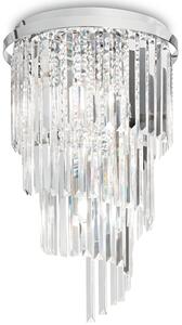 Lampa sufitowa z kaskadowo opadającymi kryształami z chromowanego okręgu Ideal Lux 168920 Carlton 8xE14 40cm x 66cm
