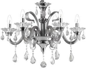 Szary szklany żyrandol lampa wisząca z kryształami Ideal Lux 081540 Colossal 6xE14 66cm x 160cm