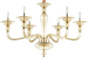 Szklany złoty włoski żyrandol lampa wisząca Ideal Lux 159942 Danieli 6xE14 85cm x 170cm