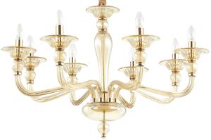 Złota lampa wisząca włoski szeroki żyrandol Ideal Lux 159973 Danieli 8xE14 85cm x 170cm