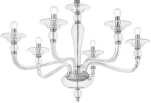 Szklany transparentny włoski żyrandol lampa wisząca Ideal Lux 159959 Danieli 6xE14 85cm x 170cm