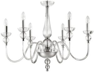 Szeroki szklany włoski żyrandol lampa wisząca Ideal Lux 044422 Doge 6xE14 75cm x 150cm chrom