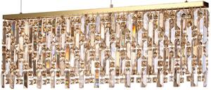 Złota podłużna wąska lampa wisząca z kryształami nad stół Ideal Lux 200071 Elisir 8xG9 100cm
