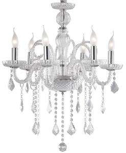 Szklany włoski żyrandol z kryształami Ideal Lux 027821 Giudecca 6xE14 58cm x 135cm
