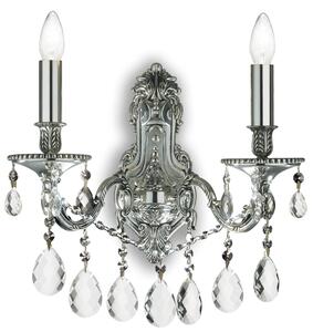 Srebrny włoski kinkiet świecznikowy z kryształami Ideal Lux 044910 Gioconda 2xE14