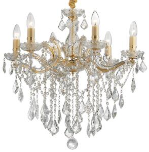 Lampa wisząca kryształowy złoty włoski żyrandol Ideal Lux 35635 Florian 6xE14 60cm x 120cm
