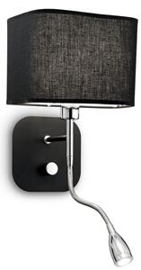 Czarny kinkiet z giętkim chromowanym ramieniem i czarnym abażurem Ideal Lux 124179 Holiday E14 + LED 1,5W 3000K