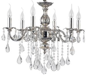 Lampa wisząca srebrny włoski żyrandol z kryształami Ideal Lux 002408 Impero 6xE14 60cm x 150cm