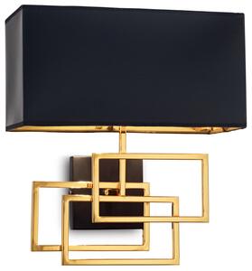 Lampa ścienna kinkiet złoty geometryczny stelaż i czarny sześcienny abażur Ideal Lux 201092 Luxury E27