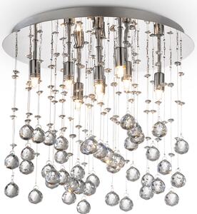 Chromowana lampa sufitowa z kryształkami na linkach Ideal Lux 077796 Moonlight 8xG9 40cm