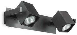 Lampa sufitowa ścienna czarna listwa 34cm z dwoma regulowanymi punktowymi reflektorami Ideal Lux 156705 Mouse 2xGU10