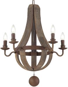 Włoski drewniany klasyczny żyrandol lampa wisząca Ideal Lux 129921 Millennium 5xE14 52cm x 217cm
