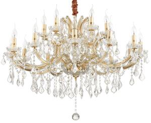 Duży włoski kryształowy żyrandol do willi Ideal Lux 167411 Napoleon 16xE14 96cm złoty