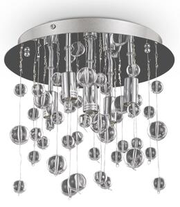 Lampa sufitowa z chromowaną podstawą i wiszącymi kryształkami Ideal Lux 094687 Neve 5xG9 27cm