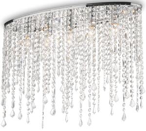 Lampa sufitowa z wiszącymi kryształami i chromowaną podstawą Ideal Lux 008455 Rain 5xE14