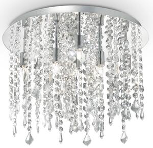 Lampa sufitowa wiszące kryształki na chromowanej okrągłej podstawie Ideal Lux 52991 Royal 8xG9 40cm x 30cm